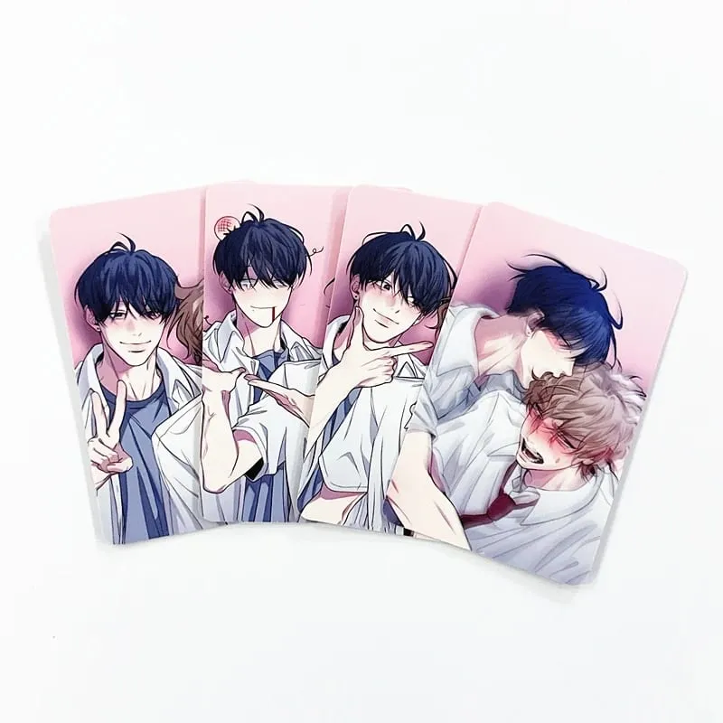 4Pcs/Set BL Manhwa Negative Love Laser Photocards - Tae-yoon Jae-min Character Lomo Cards Souvenir Gift for Fans — image 5