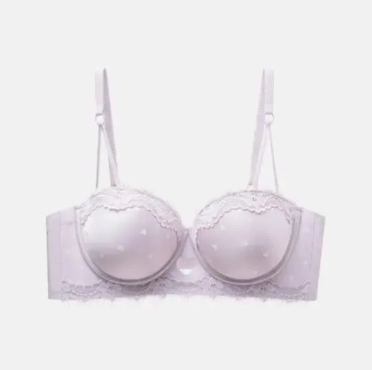 Kawaii doce coração renda sutiã conjunto de calcinha push up pequeno peito coleção lateral anti sag conforto roupa interior feminina 32-38 tamanho — image 8