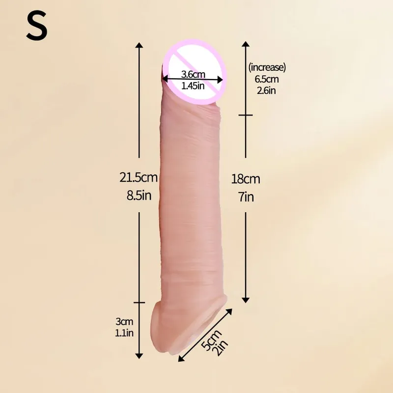 Makatotohanang Reusable Penis Sleeve Manipis Silicone Holster na May Anti-snap Ring Cock Enlargement Extender Para sa Mga Lalaki Delay Ejaculation — image 11
