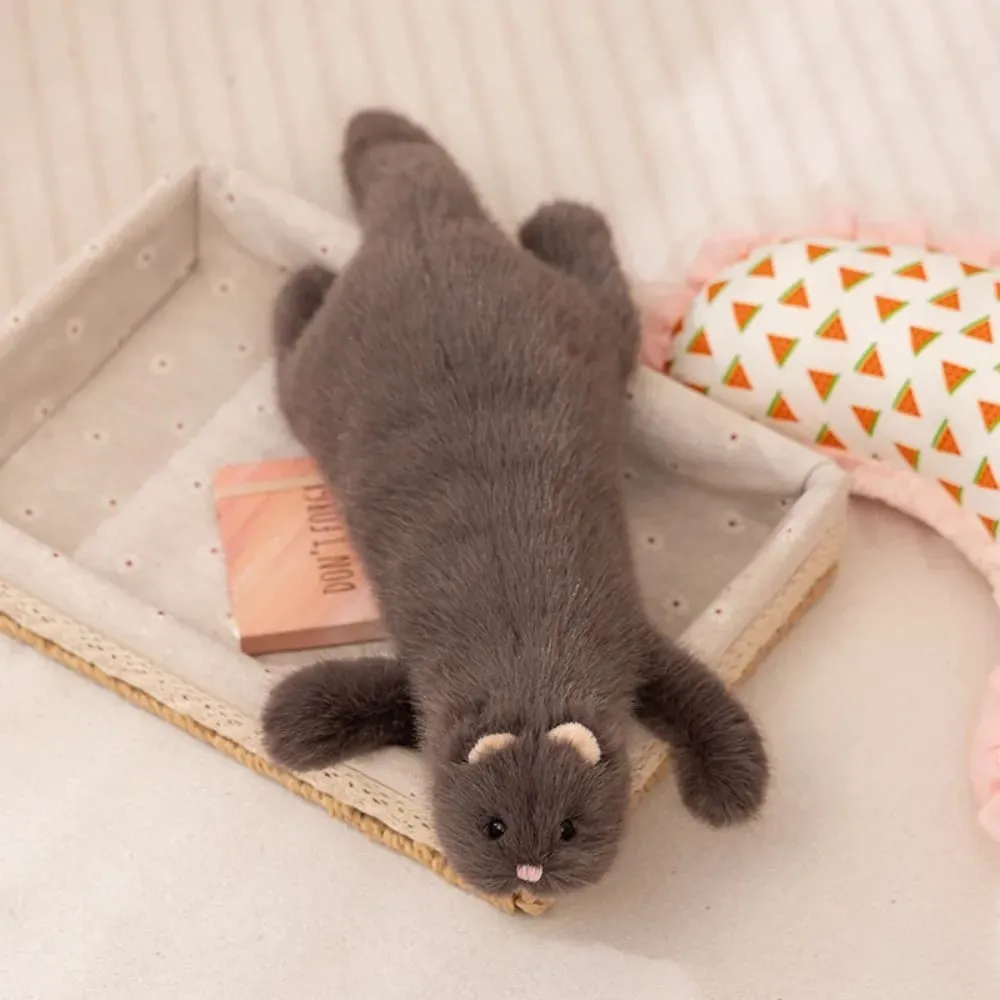 Soft Plush Ferret Plush Pillow Fluffy Texture Dense Stitching Long Ferret Cushion Cute Expression Plush Animal Pillow — image 2