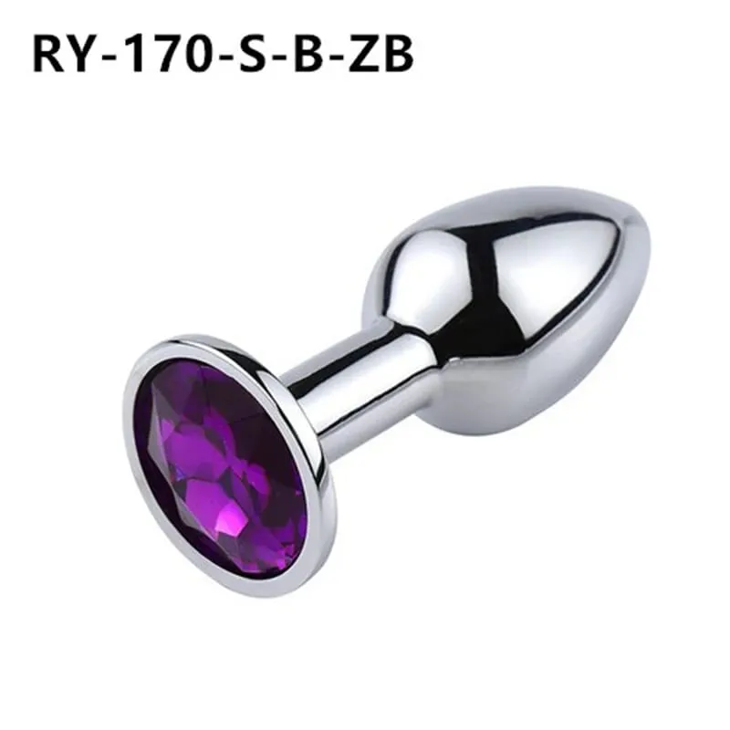 Plugue anal de metal para ânus de cristal, base de joias para jogador iniciante para jogador sênior, 5 tamanhos sm, massagem ponto g, brinquedos sexuais bdsm, 1 peça