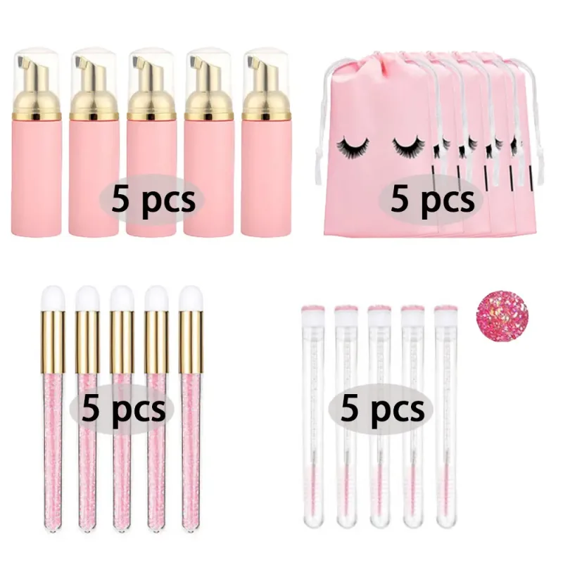 60ml 리필 가능 빈 플라스틱 펌프 병 래쉬 확장 청소 키트 긴 막대 브러시 래쉬 경기자 먼지 튜브 EVA 보관 가방 도구 — image 12
