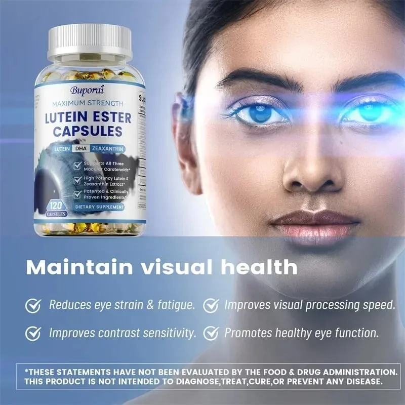 Lutein Ester Capsules - na may Zinc Vitamins C E Zeaxanthin para sa Dry Eyes Fatigue Improve Visual Function for Healthy Eyes — image 5