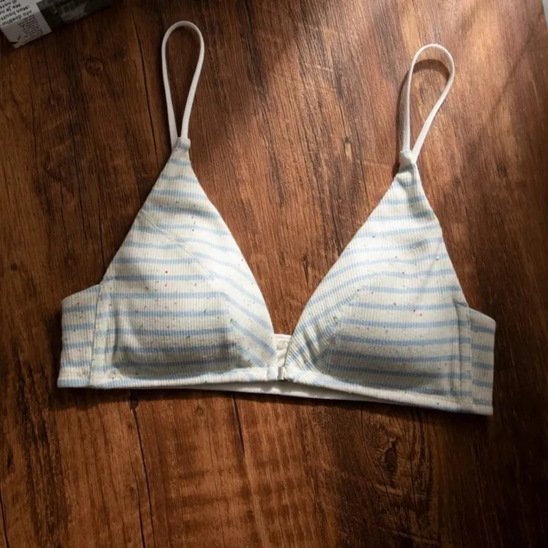 omen Front Closure Bra Set Summer Thin Spaghetti Strap Sexy Triangle Cup Backless Brassiere Lingerie Set 32‑38 Size