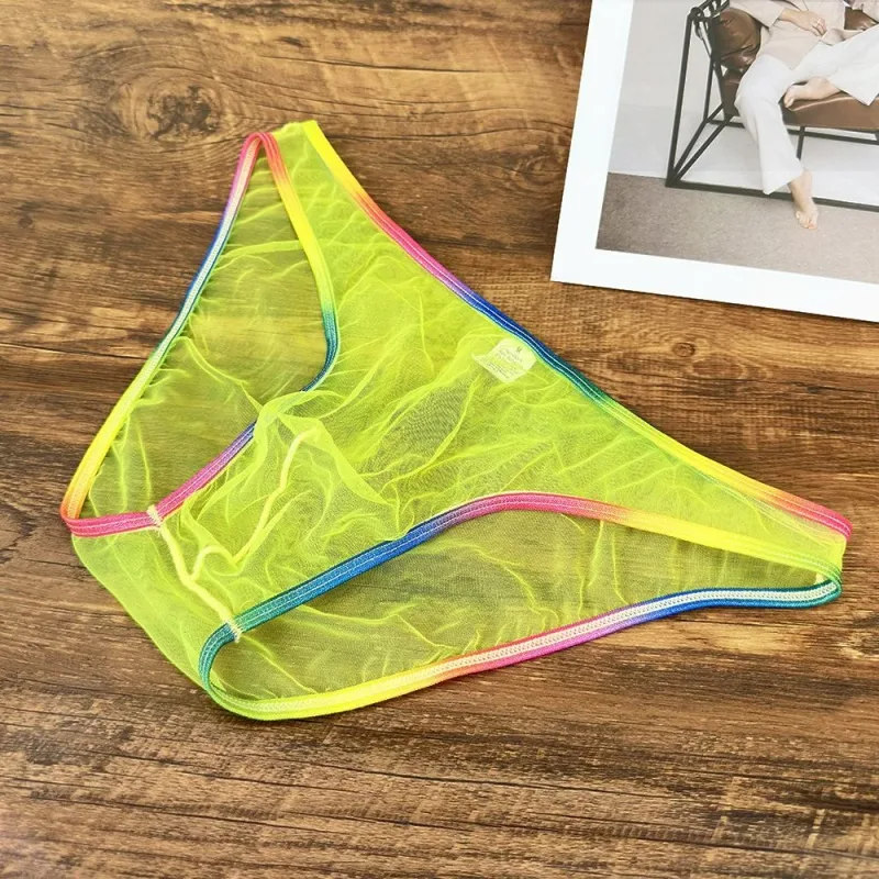 Färgglada Låg midja U konvexa underkläder Herr Sexiga Gauze-trosor Ultratunna Sheer Mesh Transparenta Kalsonger — image 15