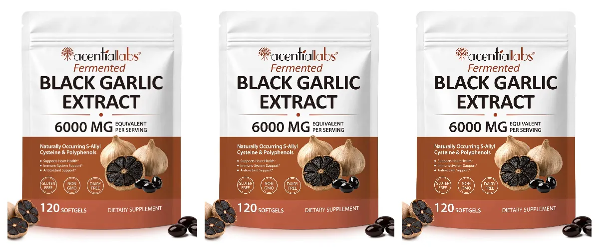 Black Garlic Extract Softgels 600mg 10:1 Concentrate for Heart Wellness Immune Support Digestive Balance Vitality 120 Count — image 9