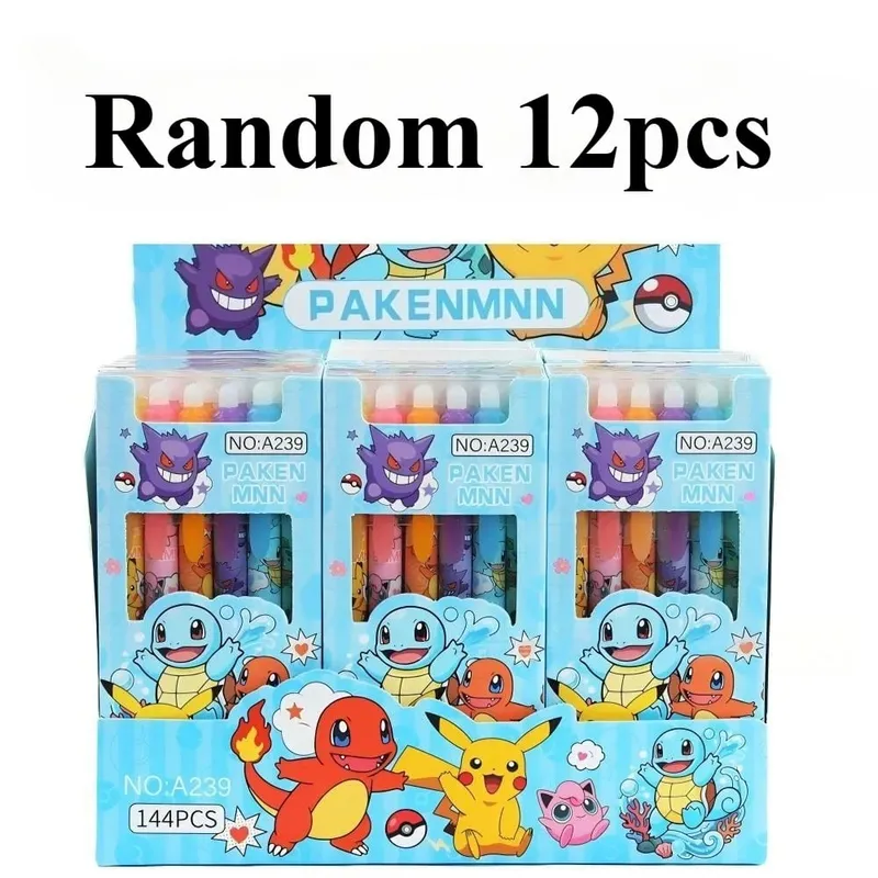 Random 6/12/24pcs Pokemon 0.5mm Blue Ink Erasable Neutral Pens Cute Student School Supplies Cartoon Stationery Rubbable Pen — image 8