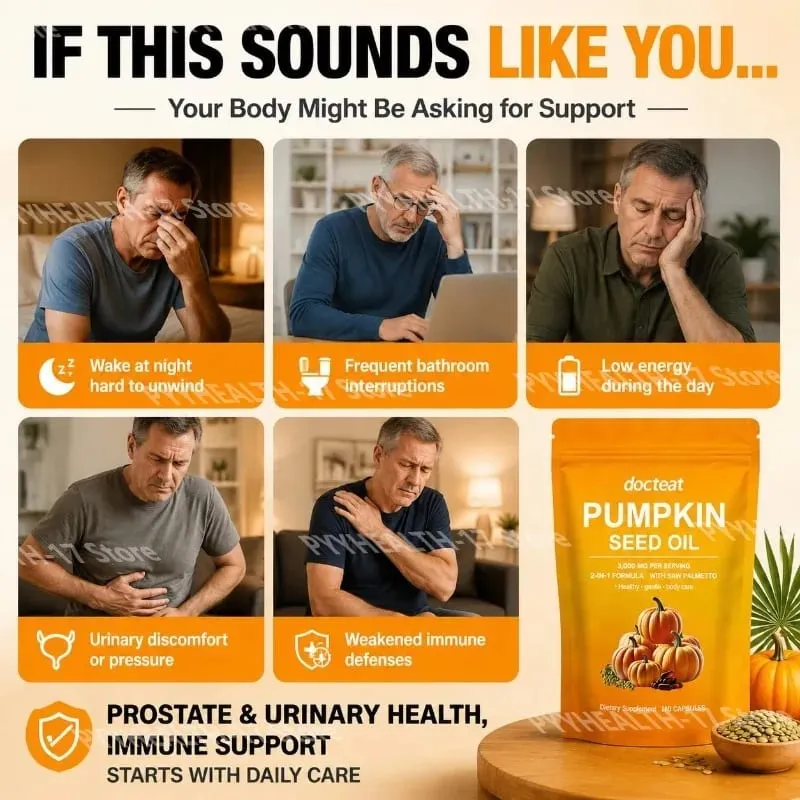 Docteat Pumpkin Seed Oil Capsules 2-in-1 with Saw Palmetto for Urinary System Comfort Support 3 000 Mg Per Serving 180 Capsules — image 2