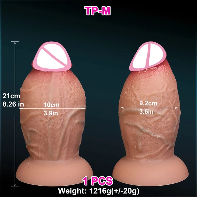 Consolador grueso marrón suave realista, 3 tamaños, pene postizo enorme, pene doble de silicona, ventosa para masturbación para hombre y mujer, Juguetes sexuales anales — image 8