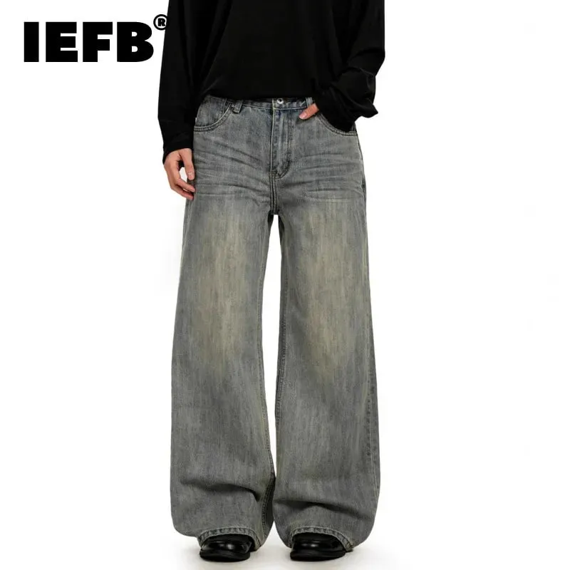 American Retro Minimalist Distressed Washed Men's Jeans Solid Full Length Causal Straight-leg Pants 2026 Spring News 9X1974 — image 2