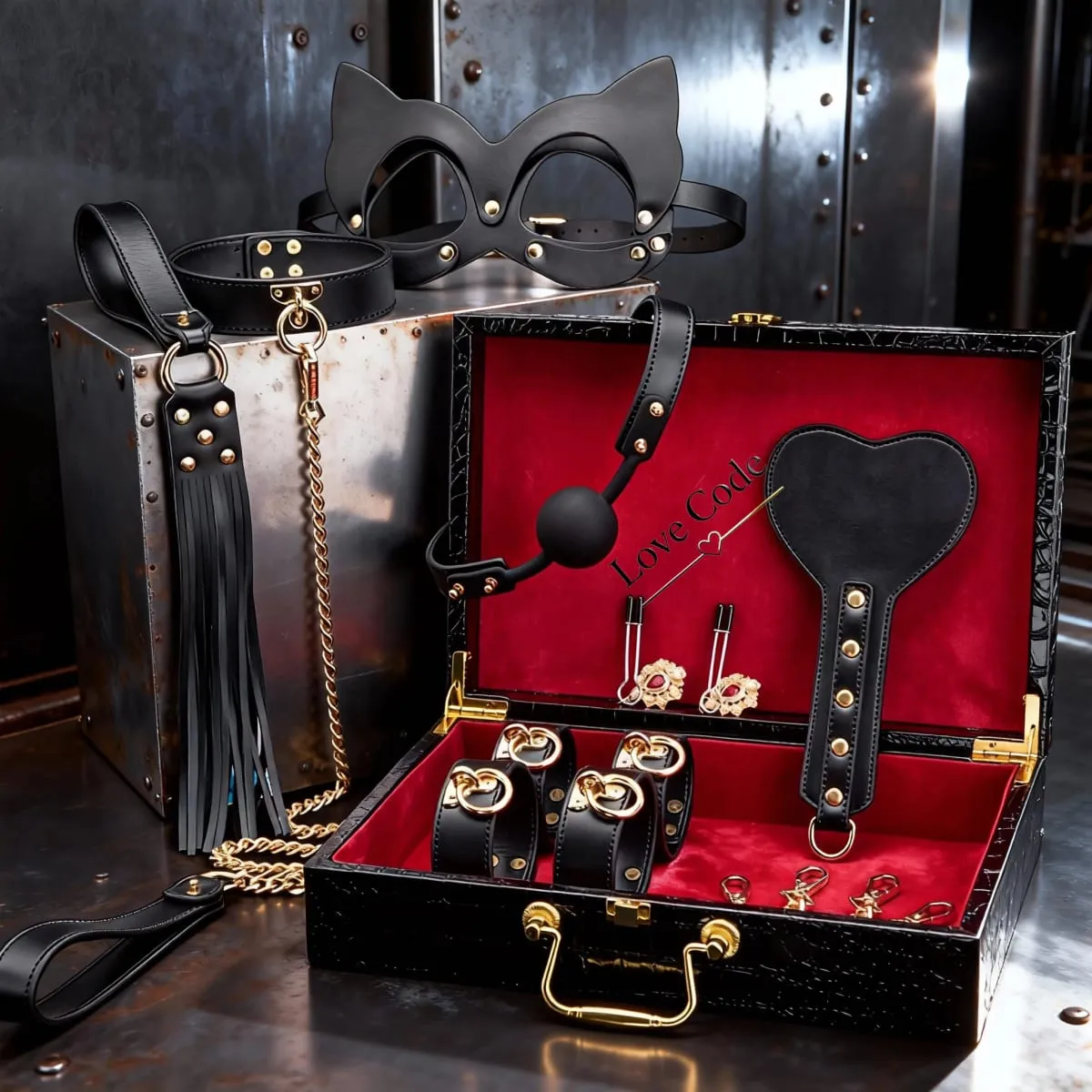 Genuine Leather BDSM Bondage Kits Sex Toys for Couples Handcuff Ankle Cuffs Collar Gag Hogtie Restraints SM Set Adult Love Games — image 3