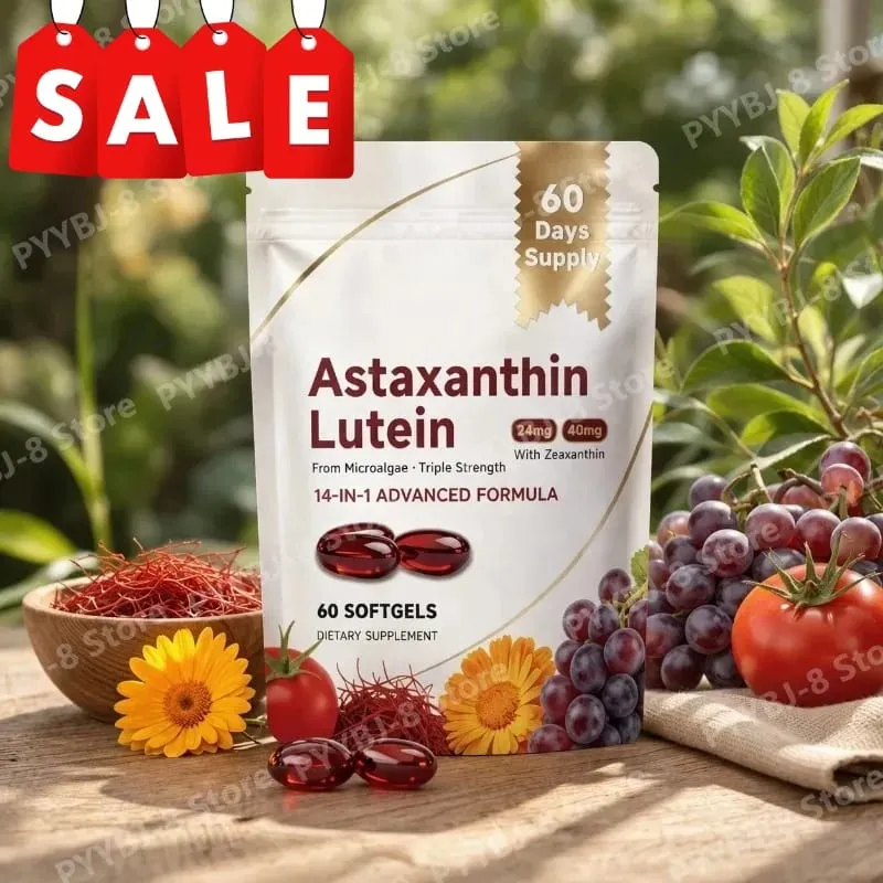 Astaxanthin and Lutein Capsule 60 Count with Grape Seed & Saffron Extract Provide Eye Nutrition Skin and Joint Health Support — image 2
