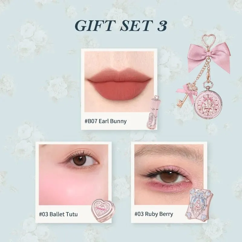 Flowerknows Bunny Garden Koleksiyonu Hediye Seti Makyaj Yüksek Pigment Paleti Dudak Balsamı Anahtarlık Kadife Mat Ruj Krem Allık Seti