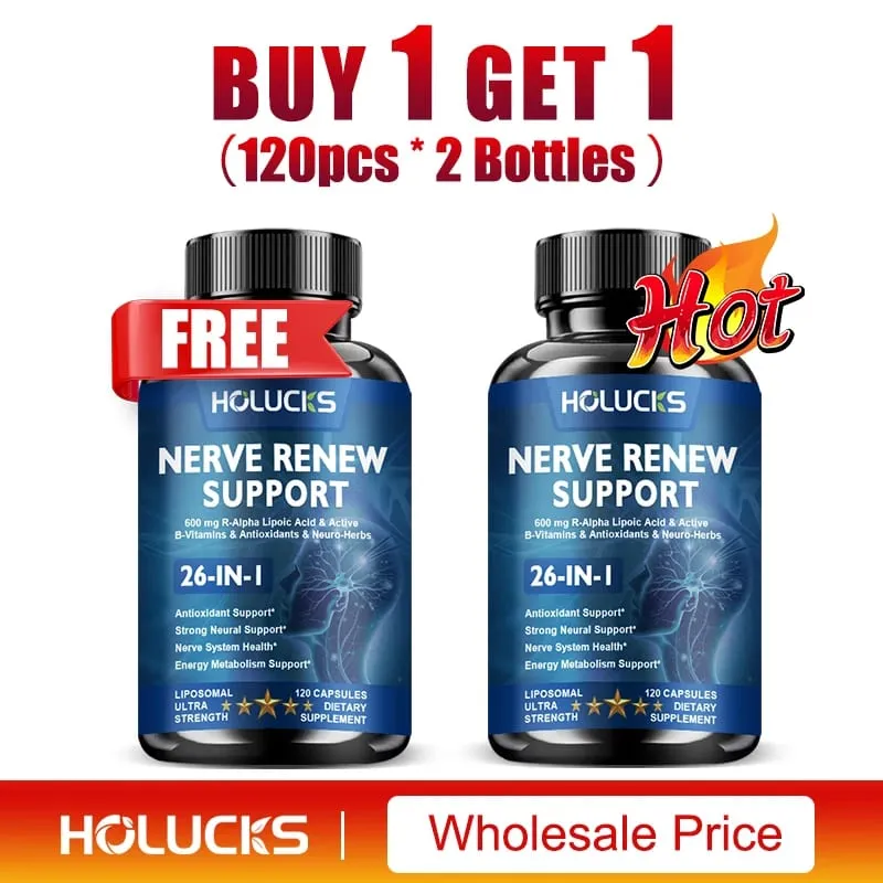 Nerve Renew Capsules Pins Needles Skin on Fire Fell Asleep. Vitamin B Complex R-Alpha Lipoic Acid Neuro Botanical Blend