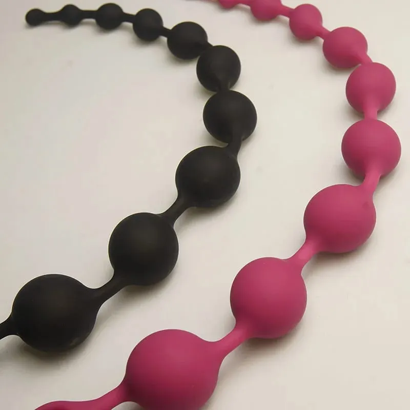 Silicone Anal Beads Sex Toys 10 Increasing Size Balls Anus Butt Plug Analplug Buttplug Butplug With Easy Pull Loop Handle — image 3
