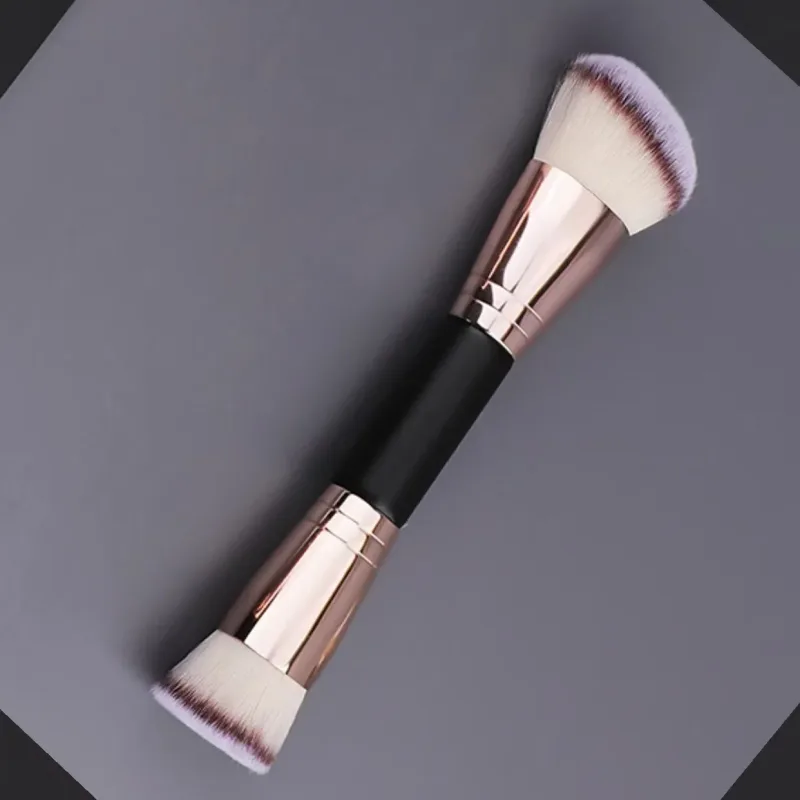 Double Head Makeup Brushes 2 In 1 Flat/Angled Foundation Concealer Contour Brush para sa Blending Loose Powder Liquid Cream