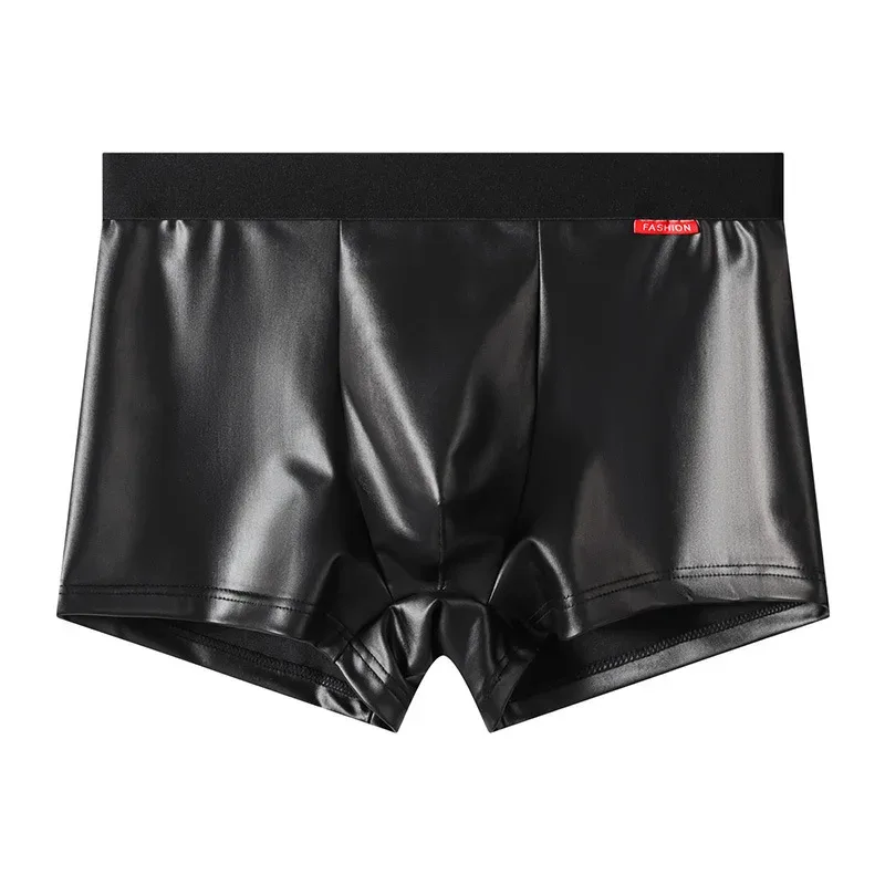 Imitation Leather Underwear Men's Sexy Slim Fit Boxer Shorts Korean Youth Bugle Pouch Undepant Comfortable Sports Trunk Stretch — image 2