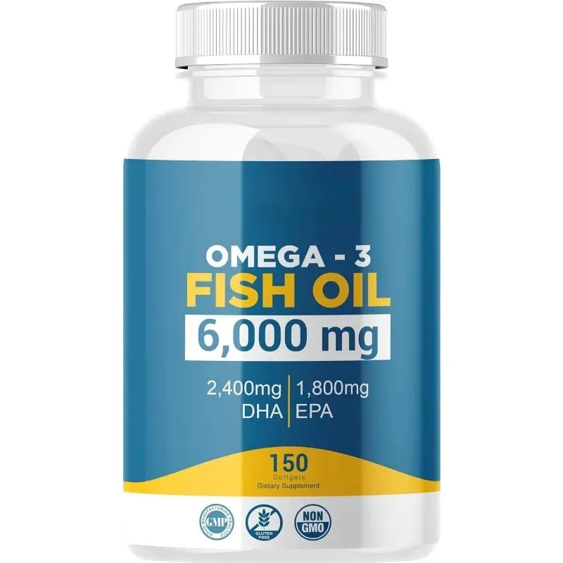 Omega 3 Softgels de óleo de peixe Suplemento diário de alta potência EPA DHA para adultos apoia a saúde imunológica das articulações 150 Softgels não OGM