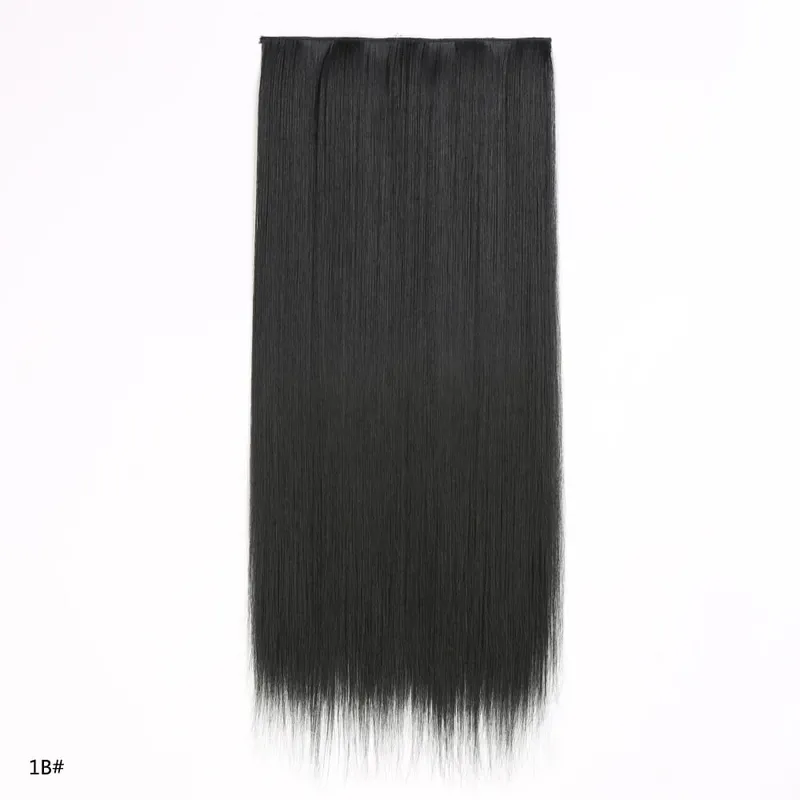 Hairpiece 5-Clips One Piece Clip-In Hair Extension Long Straight Hair Voluminous Natural Soft Synthetic Hair for Women Daily Use