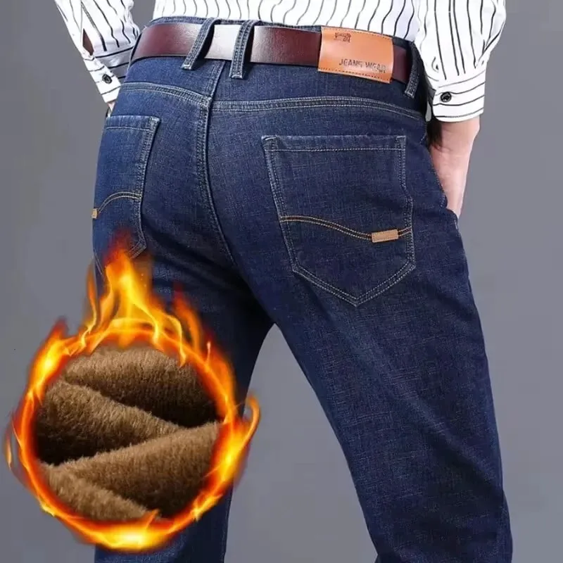 Men's Reflective Fleece-Lined Jeans - Thick Warm Lining Durable Denim & Reflective Trim Safe for Winter Night Commute & Casual — image 6