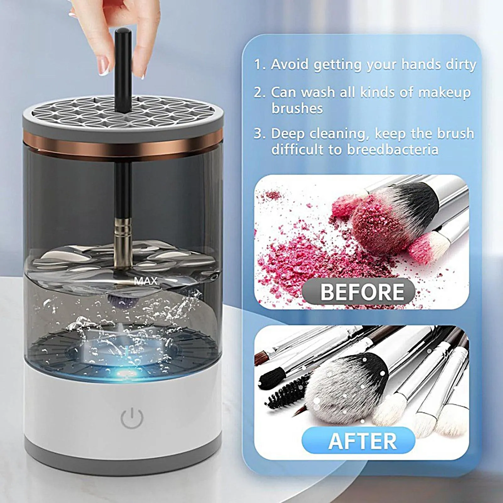 Make-upborstelreiniger USB Diepe reiniging Schoonheidshulpmiddelen Stille make-upborstels Reinigingshulpmiddelen voor Contour Oogschaduw Salon Thuis Dagelijks