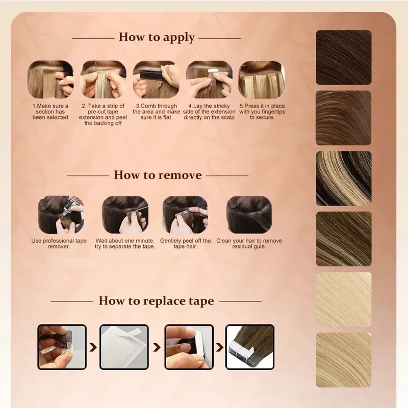 Bande Blonde dans les Extensions de cheveux cheveux humains platine #60 bande de trame de peau droite sans couture dans de vraies Extensions de cheveux humains 50G