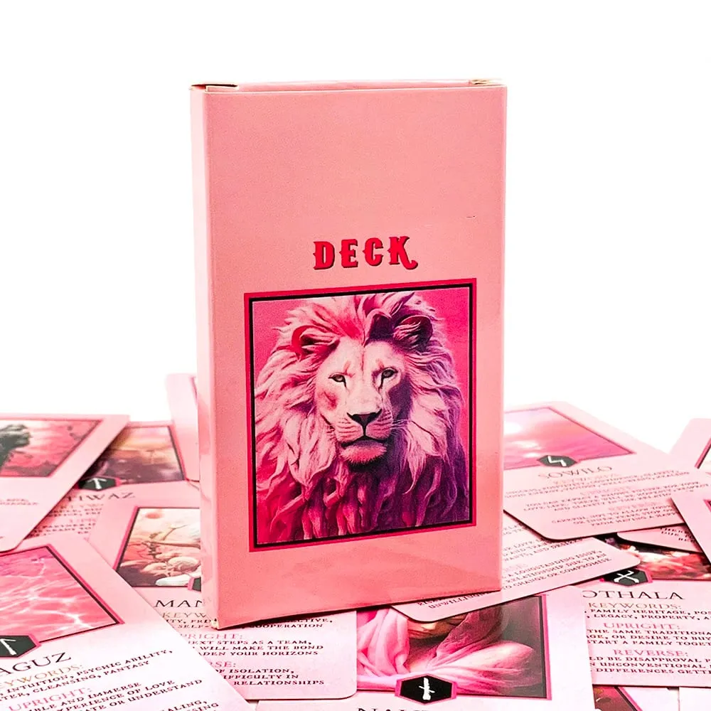 Pink Oracle Cards For Relationship Guidance & Divination - Elder Futhark Rune Meanings Perfect For Collector & Gift Giving — image 3