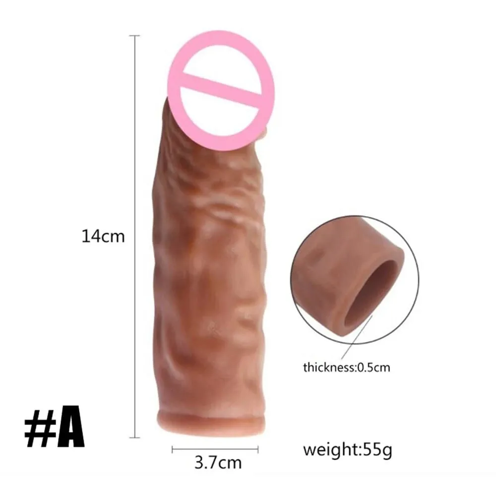 Realistisk Penisförlängning Cock Sleeve Återanvändbar Silikon Penisförstorare Fördröjning Kondomer För Män Dildo Enhancer Sexleksaker Erotisk butik — image 3