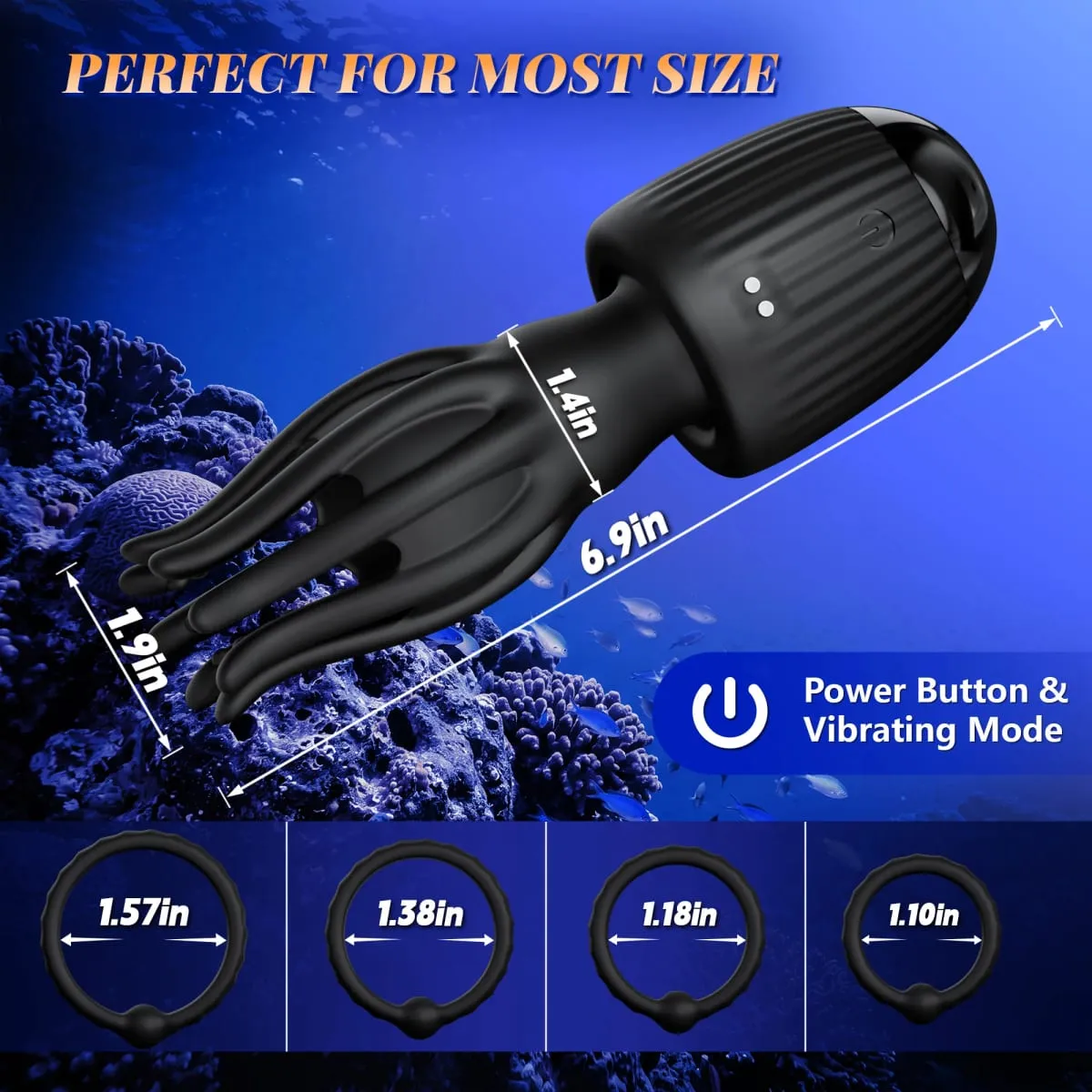 Thrusting Male Masturbator Penis Vibrator Glans Trainner with 4 Cock Rings Clit Nipple Stimulator Adults Sex Toys for Men — image 4