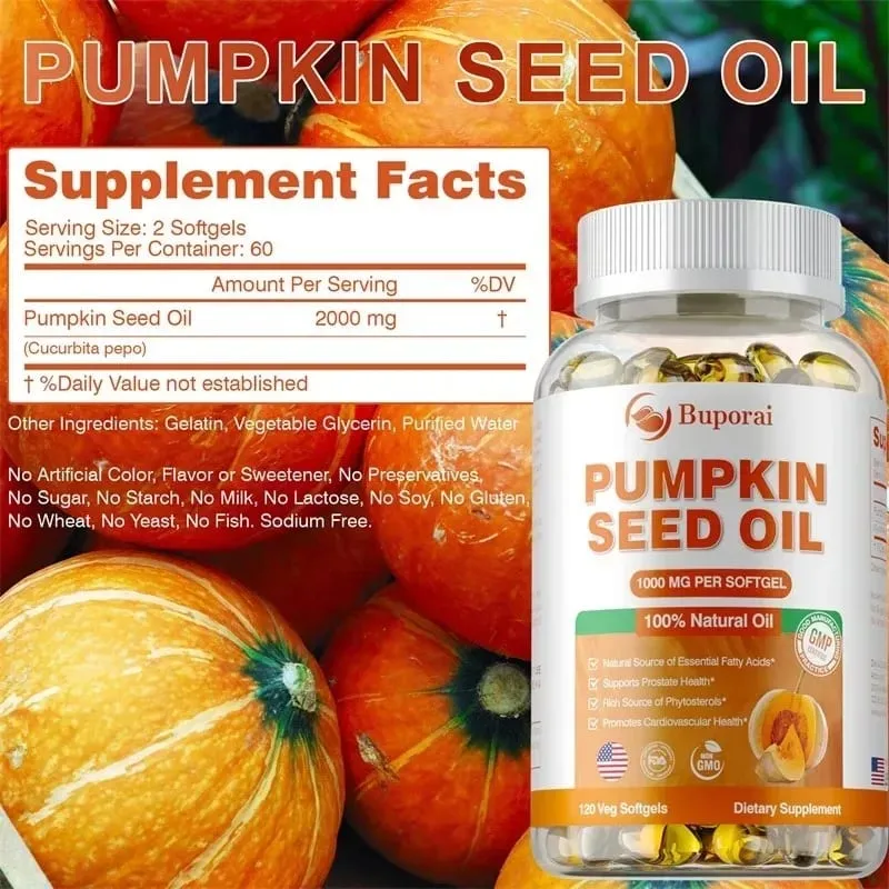 Pumpkin Seed Oil Capsule - Support Prostate and Urinary Tract Health Hair Growth & Skin Care Prevent Hair Loss — image 3