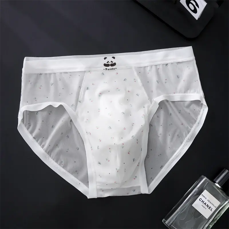 Bagong Bare feel panlalaking panloob na naka-print na sissy cuecas masculino ice silk sexys tøy men cueca thin seamless calzoncillos hombre — image 7