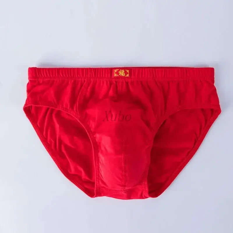 5 peças roupa íntima masculina de algodão completa triângulo vermelho e shorts de quatro cantos presente de casamento — image 6