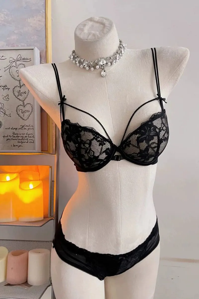 Minimal Coquette Lace Front Clasp Bra & Set Wirefree Thin Straps Beauty Back Side Wrap Support Small Bust Curvy Light Intimates — image 9