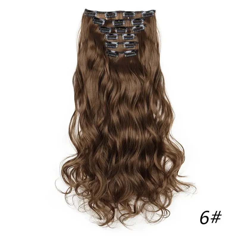 Synthetic Long Curly 16 Clips Hair Extension Heat Resistant Fiber Black Brown Hairpiece for Women Cosplay Wig Halloween Wig Part — image 17