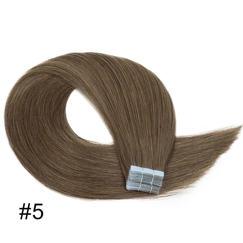 Newly Women Long Human Hair Extension Tape Ins Natural Tape In Hair Extensions Human Hair Gorgeous Seamless Weft Adhesive Hair