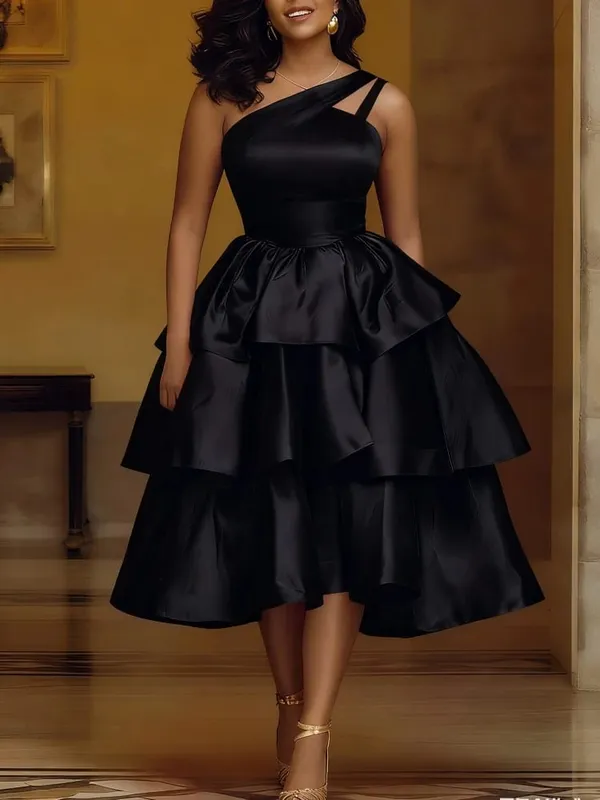 Mulheres elegantes brilhantes um ombro plissado em camadas vestidos de festa de natal data para fora aniversário casamento convidado evento ocasião vestidos novo — image 4
