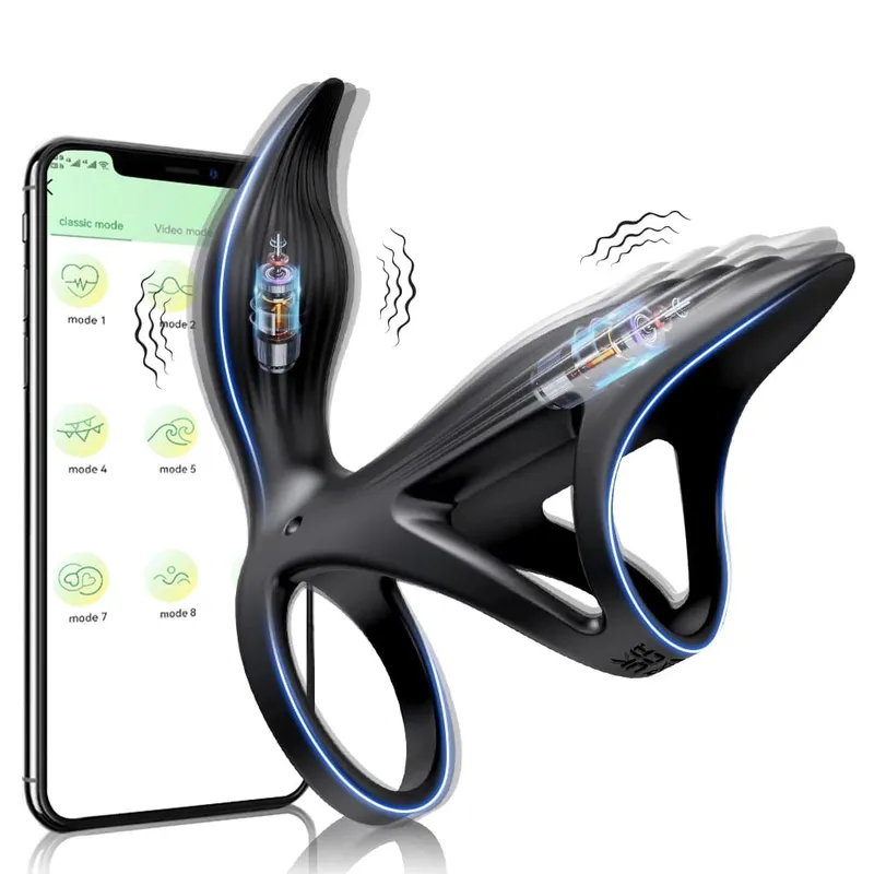 Anel peniano com controle remoto, brinquedo sexual para homens, tempo de atraso, massageador de próstata, rotação 360 °, torção, anéis penianos vibratórios, 18 + — image 8