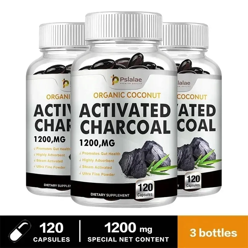 Capsules de charbon actif 1200 mg – Soutient la santé intestinale, la santé digestive, soulage les ballonnements et améliore l'immunité