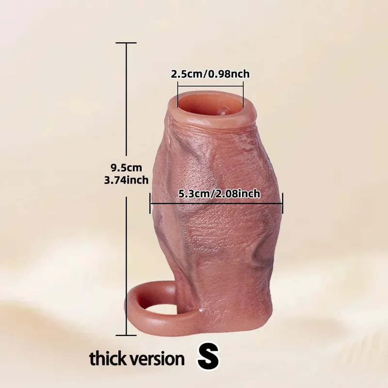 Enlarged and Thicken Cock Sleeve Lock Sperm Penis Ring Adult Men Sex Toy Soft Silicone Dick Sleeve Enlargement Male 18+ Sexy Toy — image 9