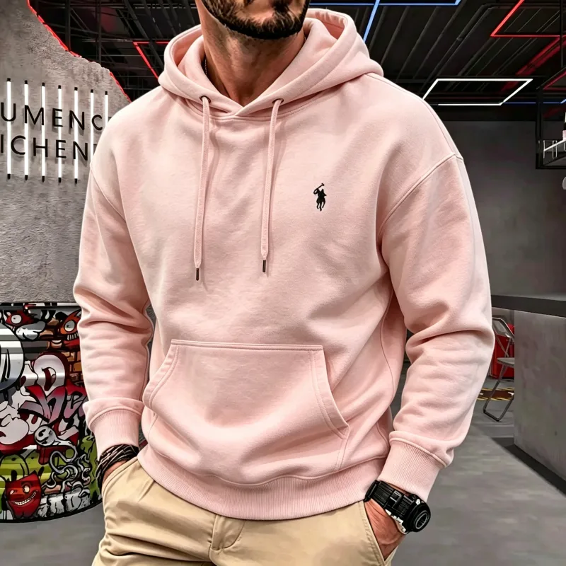 Haut de gamme pour hommes à capuche à manches longues 2026 automne-hiver luxueux à la mode cheval broderie haut de golf sweat à capuche décontracté vêtements pour hommes — image 9