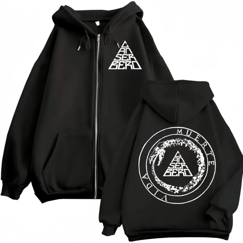 Canserbero Tudo o que precisamos é amor Muerte Vida Merch Zipper Hoodie Moda masculina Hip Hop Zip Up Moletons Casual Pulôveres de lã — image 18