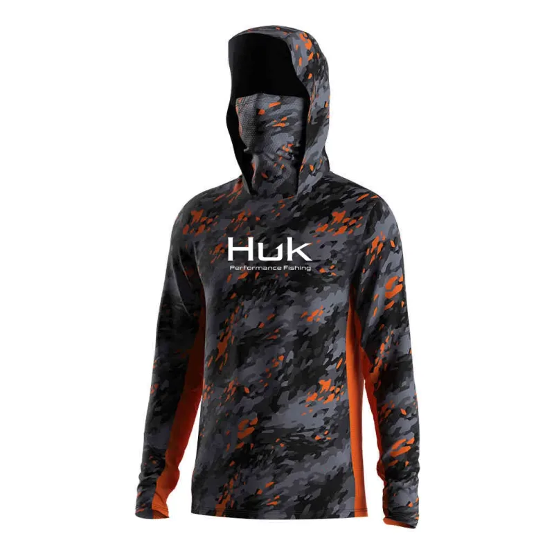Camisa de pesca moletom com capuz para pesca uv roupas com capuz camisa de pesca roupas masculinas com capuz topo azul-verde — image 15