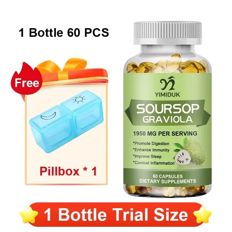 Sinusuportahan ng Soursop Graviola 1950mg Capsules ang Healthy Immune System Digestion Mas mahusay na pagtulog at Natural na Antioxidant Activity — image 8