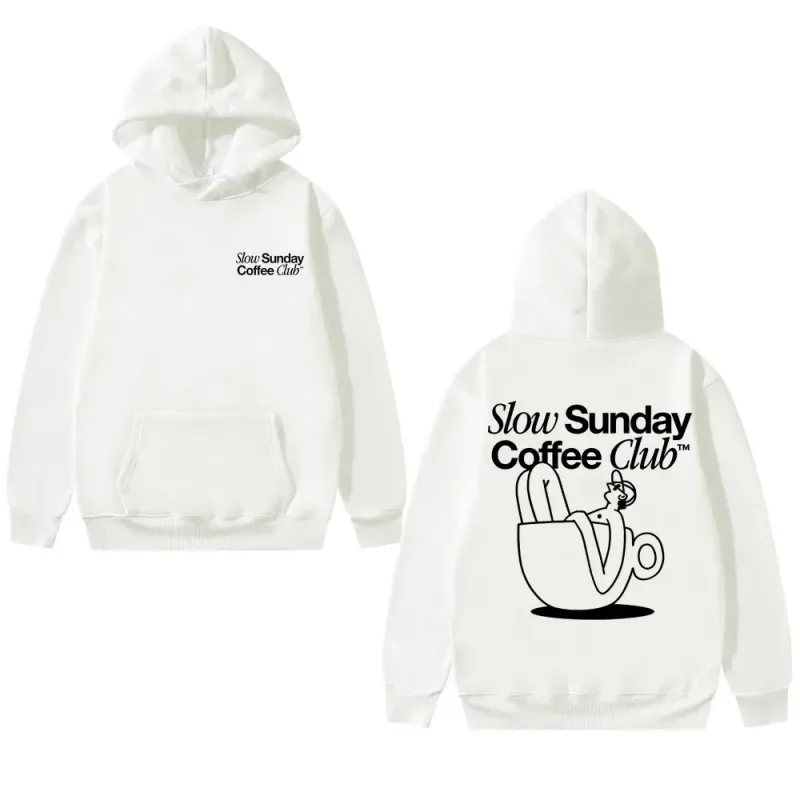 Unissex lento domingo café clube moletom com capuz engraçado meme vintage casual streetwear moletom, várias cores disponíveis