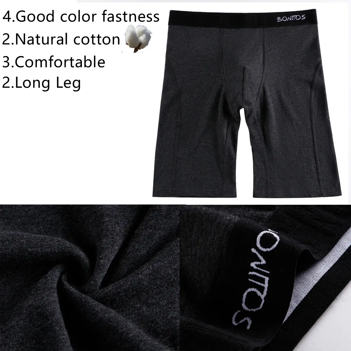 2 pçs pacote de perna longa boxer shorts homens calcinha kit homme boxershorts deslizamento roupa interior para homem algodão masculino sexy conjunto caixa ginásio — image 3
