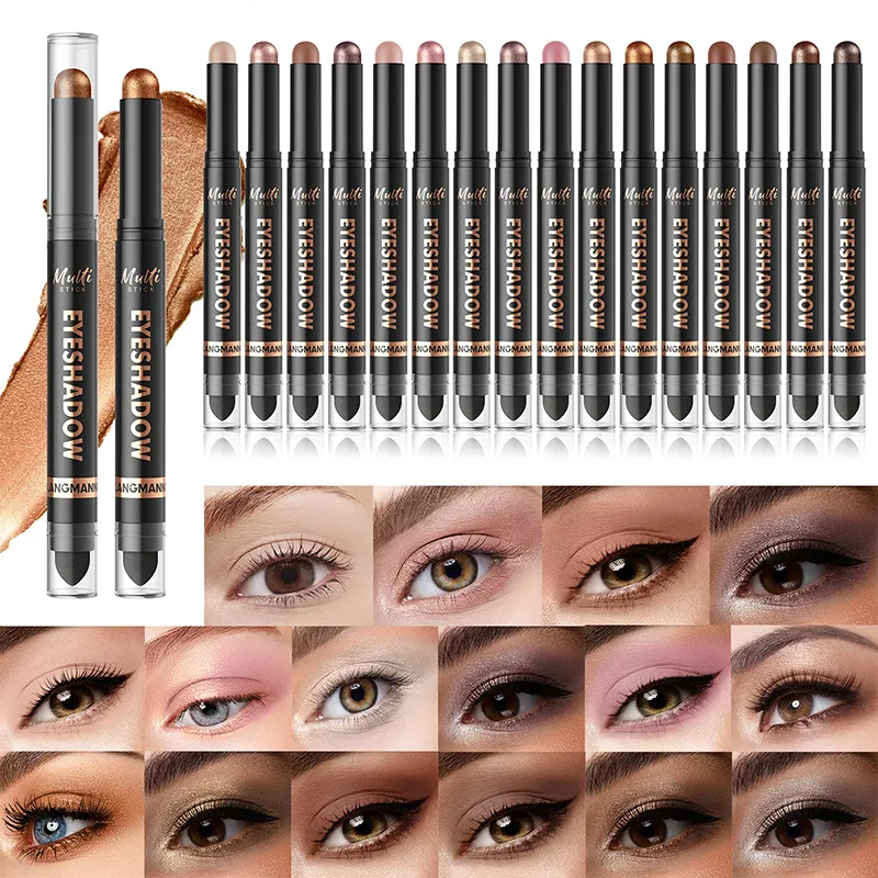 16 Colors Double Head Eyeshadow Stick Pearlescent Shimmer Brown High Waterproof Cream Eyes Shadow Pencil Long-Lasting Eye Makeup — image 3