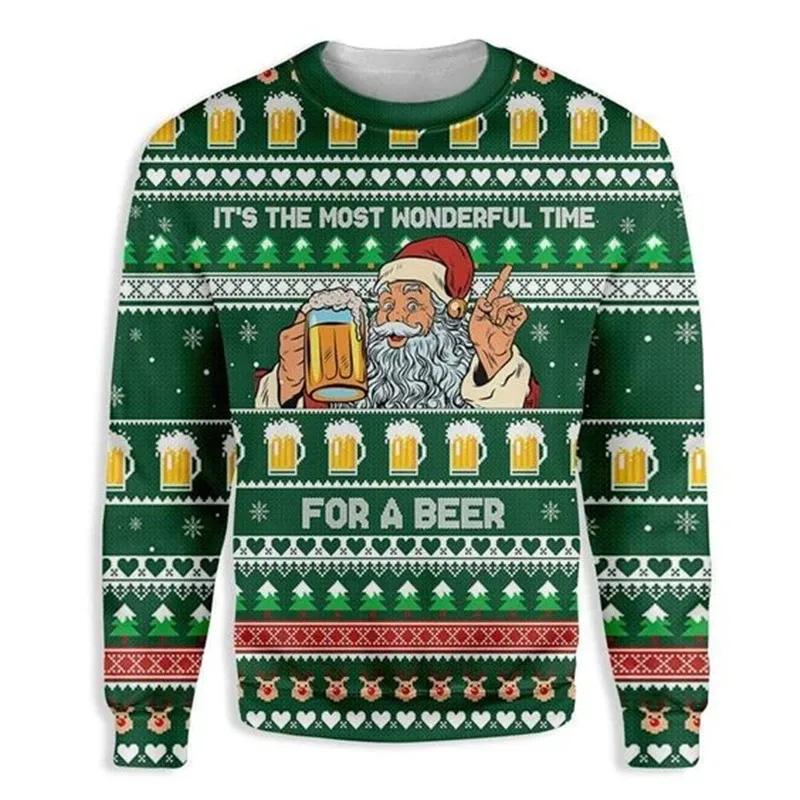 Fashion Santa Claus Graphic Ugly Christmas Sweatshirt For Men Casual Autumn Winter 3D Printed Sweater Loose Breathable Pullovers — image 5