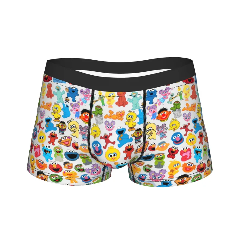 S-Sesames Streets Tango Elmo & Grover Cueca masculina Shorts Cuecas Boxershorts engraçados Qualidade Aduaneira Calcinhas Oversize — image 14