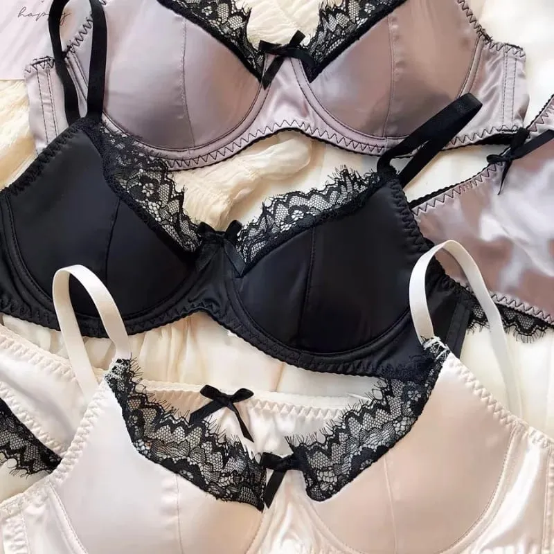 French Thin Cup Lingerie Set Lace Push Up Bra Fashion Women Silk Fabric Underwear High Quality Intimates Bras and Panties — image 7