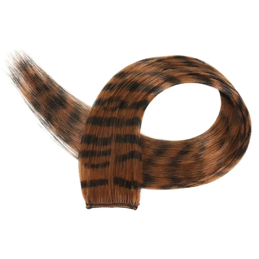 1Pc Clip-in Stripe Printed Synthetic Hair Colorful Long Straight Hair Pieces clip in Hair Extensions for Daily or Christmas wear — image 8